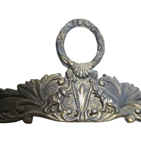 Vintage Solid Brass Bellpull Tapestry Hanger Ornate Elephants Embroidery Hanger - Picture 6 of 16